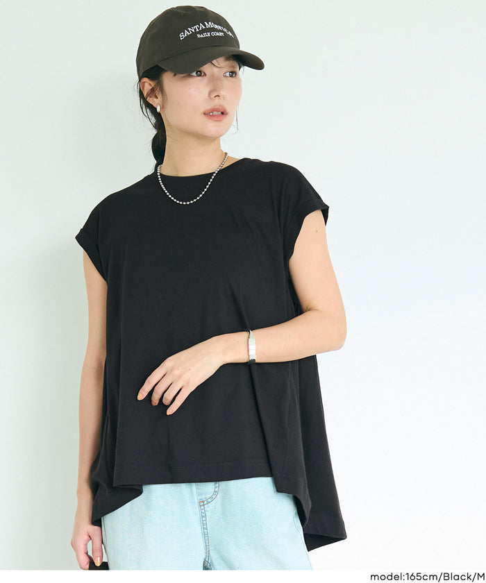 バックギャザーロールアップスリーブTシャツ レディース メール便可
