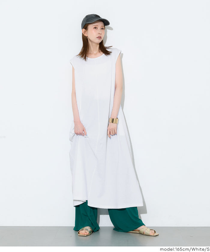 セール☆2490円→1490円 コットンノースリーブワンピース レディース