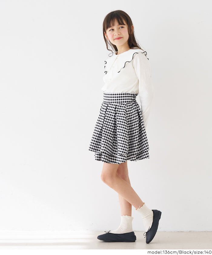 セール☆1690円→990円 ギンガムチェックスカート キッズ メール便不可