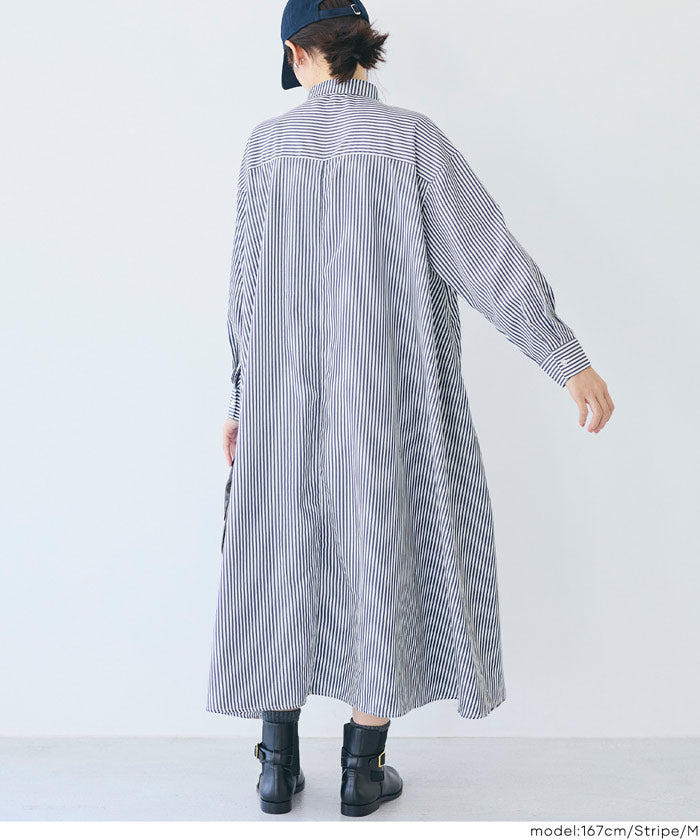セール☆3490円→2990円 ストライプボリュームシャツワンピース