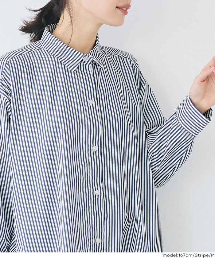 セール☆3490円→2990円 ストライプボリュームシャツワンピース