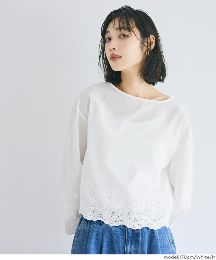 セール☆2690円→1990円 コットンレースブラウス レディース メール便