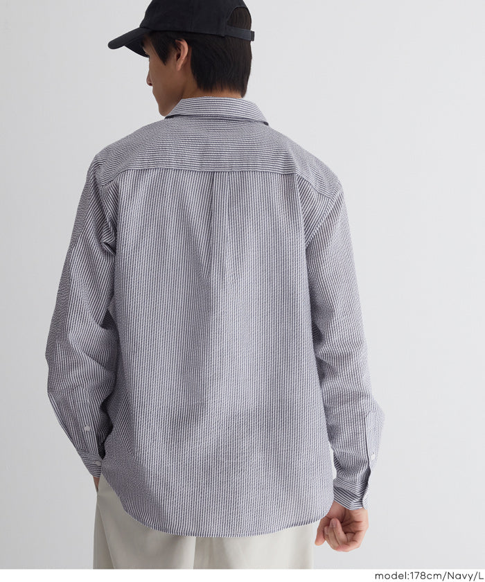 シアサッカーストライプ長袖シャツ メンズ メール便不可 – coca公式ストア