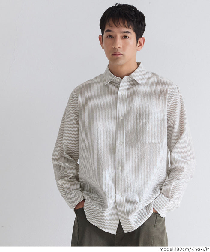 シアサッカーストライプ長袖シャツ メンズ メール便不可 – coca公式ストア