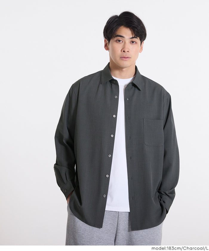 セール☆2990円→1990円 ヘリンボーンリラックス長袖シャツ メンズ