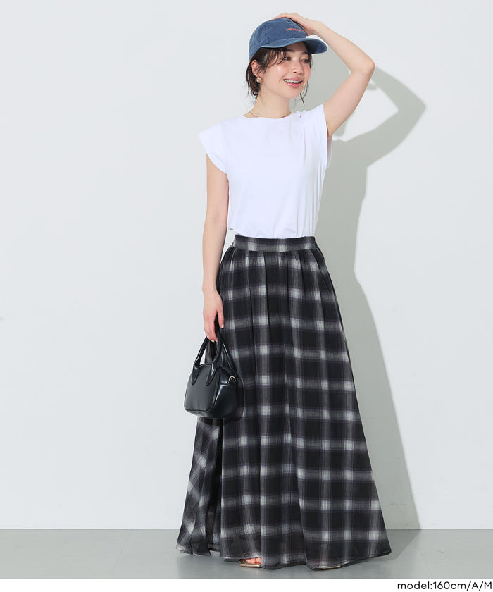 セール☆2690円→2490円 シアーチェックイージースカート レディース