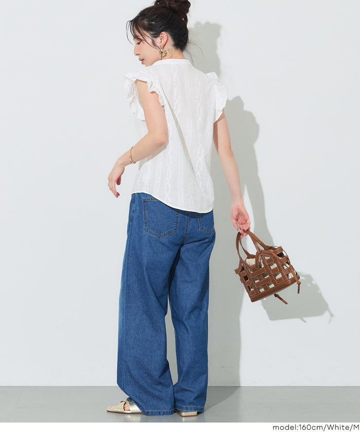 セール☆2490円→1490円 コットンレースVネックブラウス レディース 