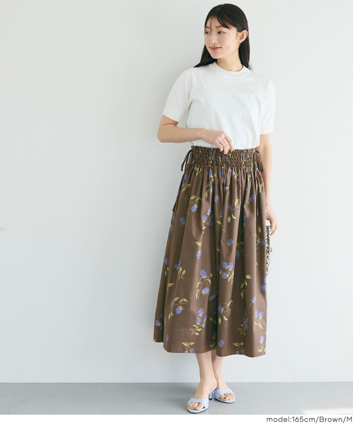 セール☆2490円→1490円 サイドリボンフルーツプリントフレアスカート