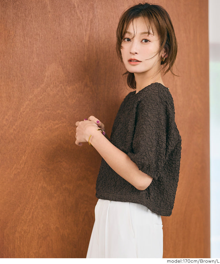 表面感 パフスリーブブラウス レディース メール便不可【西山茉希様