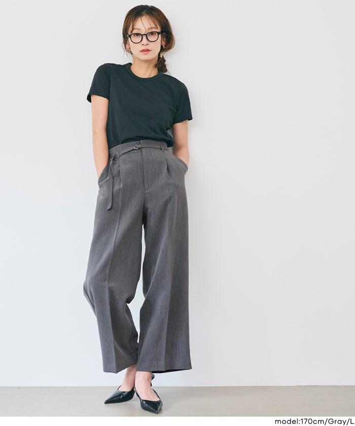 ぴょ⭐︎【新品未使用】sheller ハイウエストストレートパンツcheck ウエストベルトワイドパンツ レディース メール便不可【西山茉希様着用
