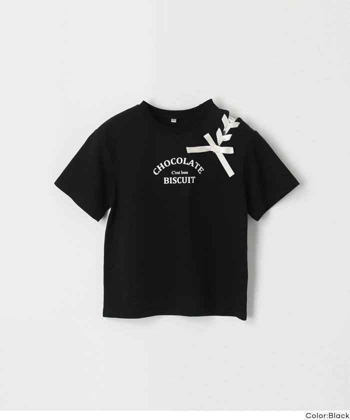 セール☆1490円→1290円 肩あきレースアップTシャツ キッズ メール便可