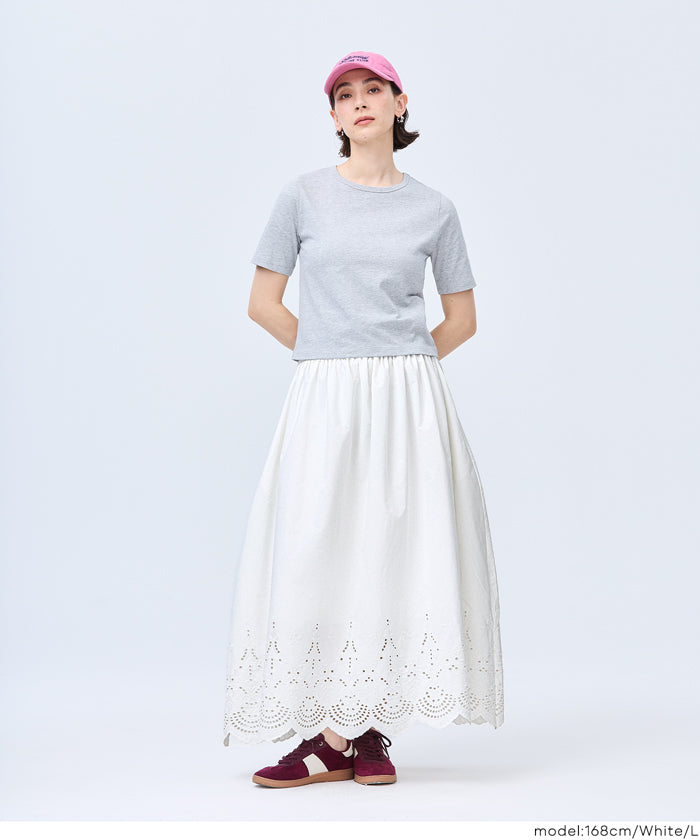 セール ☆3490円→1990円 パンチングレースフレアスカート レディース