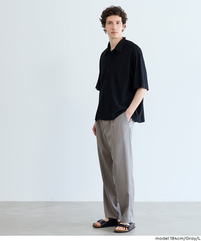 ポリエステルツイルワンタックテーパードパンツ メンズ メール便不可