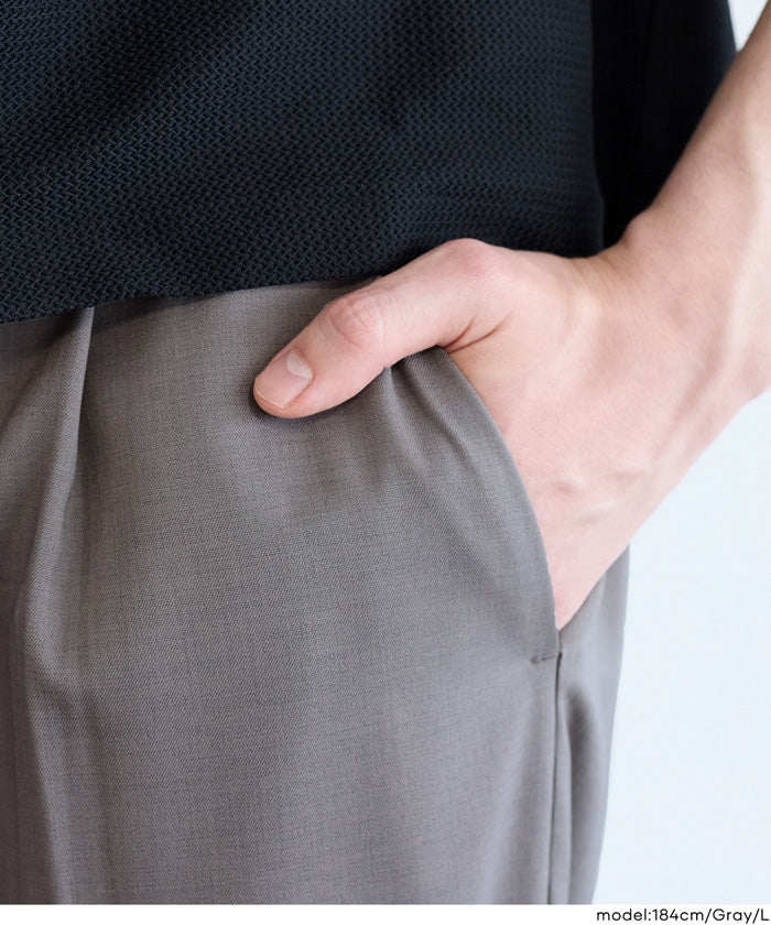 ポリエステルツイルワンタックテーパードパンツ メンズ メール便不可