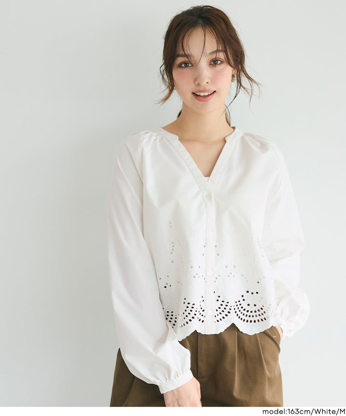 セール☆3490円→1990円 スカラップレースブラウス レディース メール