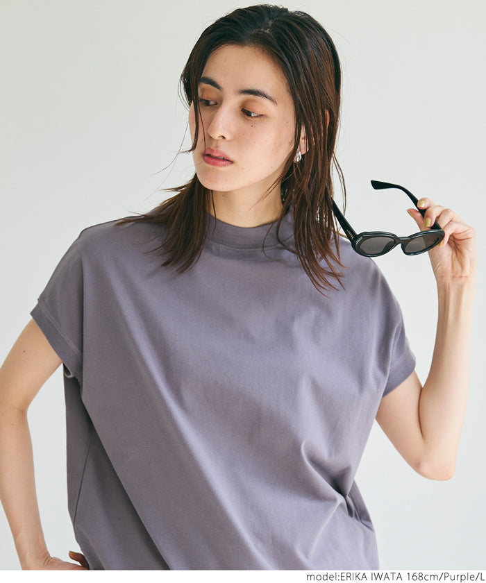 Tシャツ レディース モックネック 半袖 COTTON from the US 丸首 フレンチスリーブ 厚手 ハリ感 綿100％ アメリカ メール便可 24ss coca コカ