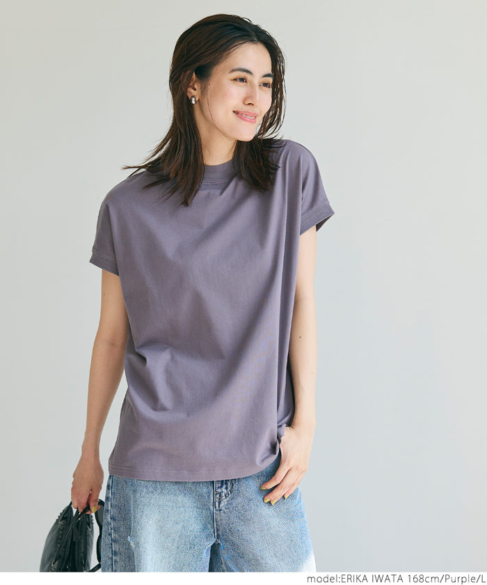 Tシャツ レディース モックネック 半袖 COTTON from the US 丸首 フレンチスリーブ 厚手 ハリ感 綿100％ アメリカ メール便可 24ss coca コカ