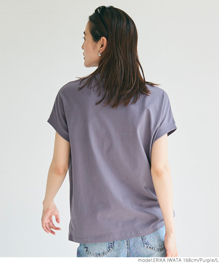 Tシャツ レディース モックネック 半袖 COTTON from the US 丸首 フレンチスリーブ 厚手 ハリ感 綿100％ アメリカ メール便可 24ss coca コカ