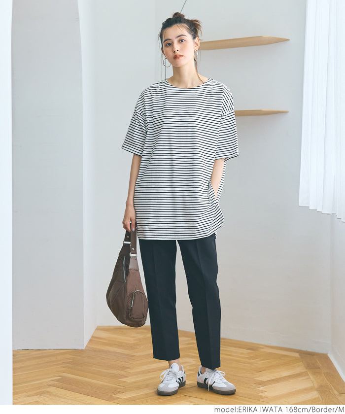 Tシャツ レディース カットソー COTTON from the US サイドスリット ビックシルエット 半袖 5分丈 シンプル メール便可 24ss coca コカ