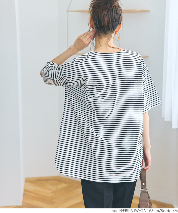 T-shirt Women's Cut and Sewn Big T-shirt US Cotton Side Slit Big Silhouette Short Sleeve Half Length Mail Delivery Available