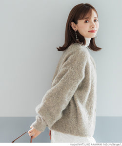 Cardigan Ladies Penguin Sleeve Boucle Loop Yarn Long Sleeve Knit Crew Neck Medium Length No Mail Delivery 22aw coca Coca