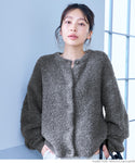 Cardigan Ladies Penguin Sleeve Boucle Loop Yarn Long Sleeve Knit Crew Neck Medium Length No Mail Delivery 22aw coca Coca