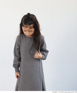 Kids 100-130 brushed back dress A-line sweatshirt brushed back crew neck long length girl parent and child matching children's clothes no mail delivery coca coca