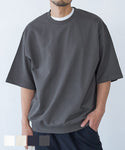 Short-sleeved sweatshirt men's fleece lining print round neck big silhouette short-sleeved plain medium length no mail delivery 23ss coca coca