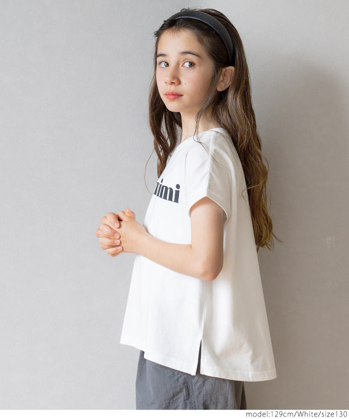 セール★790円→550円 キッズ 110-140 Tシャツ プリント 英字 ロゴ カットソー コットン クルーネック ミディアム丈 半袖 女の子 親子お揃い 子供服 メール便可 coca コカ