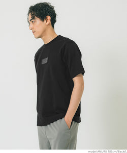 セール★1490円→1290円 Tシャツ メンズ フェイクレザーワッペン クルーネック 綿100% プルオーバー ワンポイント 半袖 ミディアム丈 メール便不可 23ss coca コカ