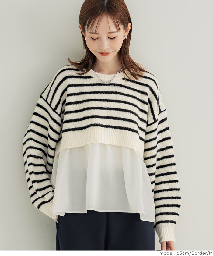 ドッキングギャザーニットトップス レディース メール便不可