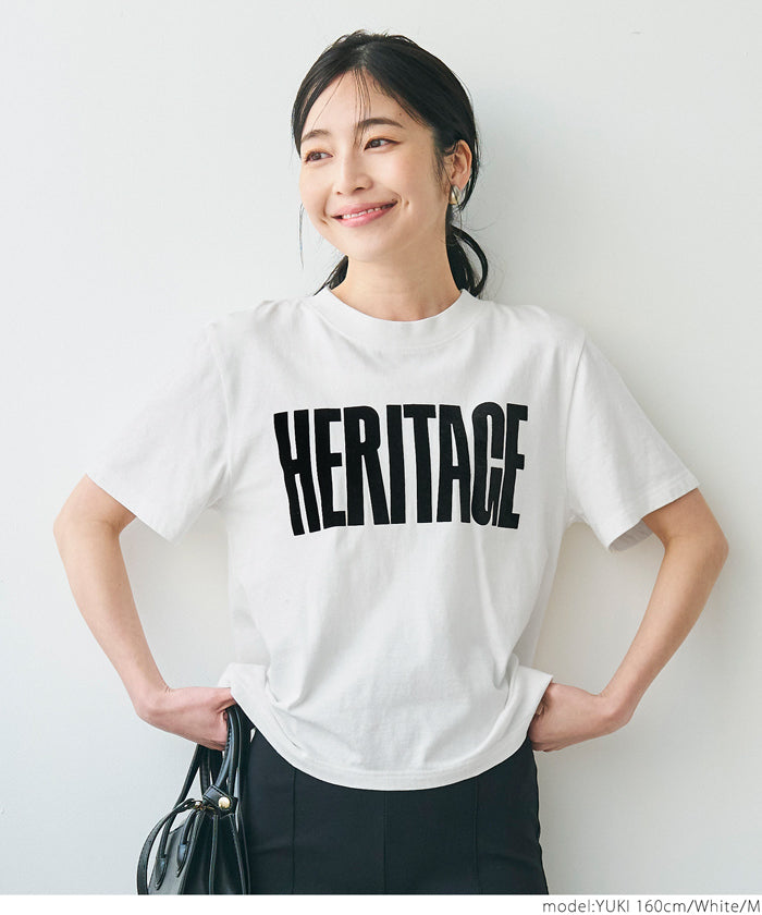 Tシャツ レディース フロッキープリント ロゴ 英字 綿100 クルーネック ミディアム丈 伸縮性 半袖 薄手 カジュアル メール便可 24ss coca コカ