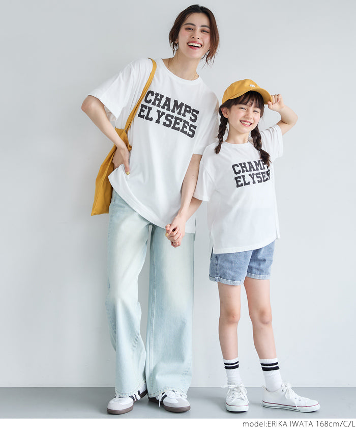 カットソー レディース Tシャツ ロールアップスリーブ プリント 英字 クルーネック サイドスリット ゆったり 半袖 メール便可 24ss coca コカ