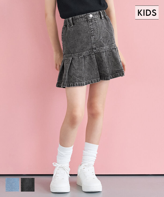 セール☆1690円→990円 キッズ 120-150 ミニスカート デニム生地 