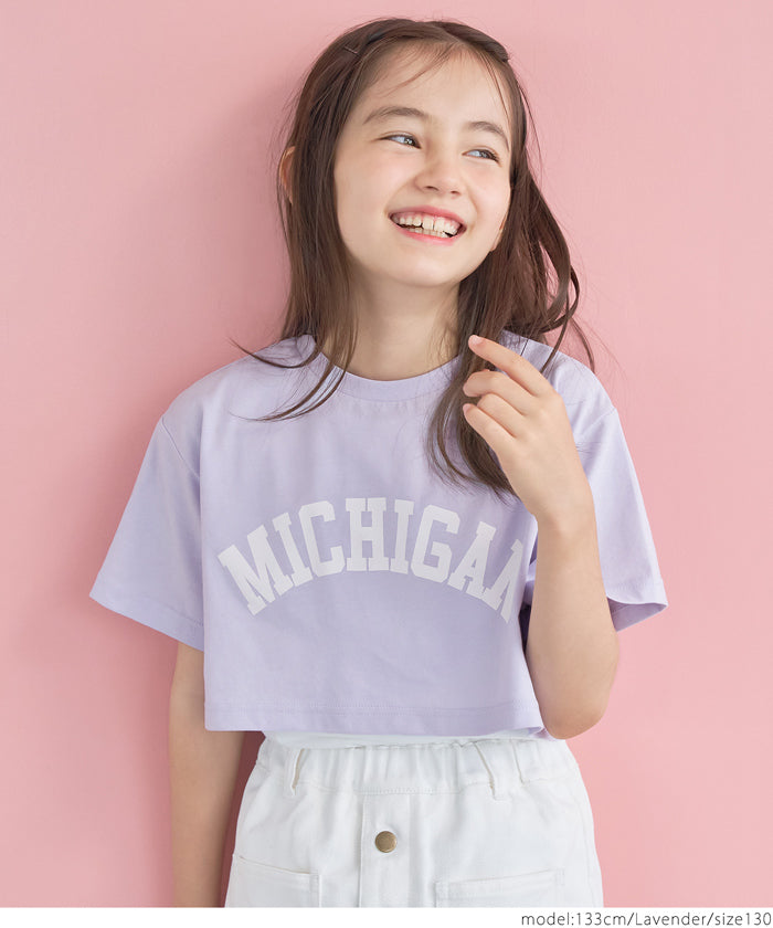 キッズ 120-150 Tシャツ タンクトップ 2枚セット 英字 ロゴ 綿100 クルーネック クロップド丈 半袖 女の子 キッズオリジナル 子供服 メール便可 coca