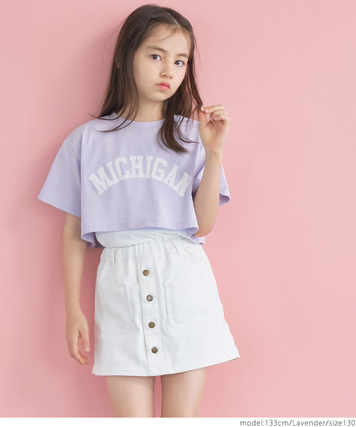 キッズ 120-150 Tシャツ タンクトップ 2枚セット 英字 ロゴ 綿100 クルーネック クロップド丈 半袖 女の子 キッズオリジナル 子供服 メール便可 coca