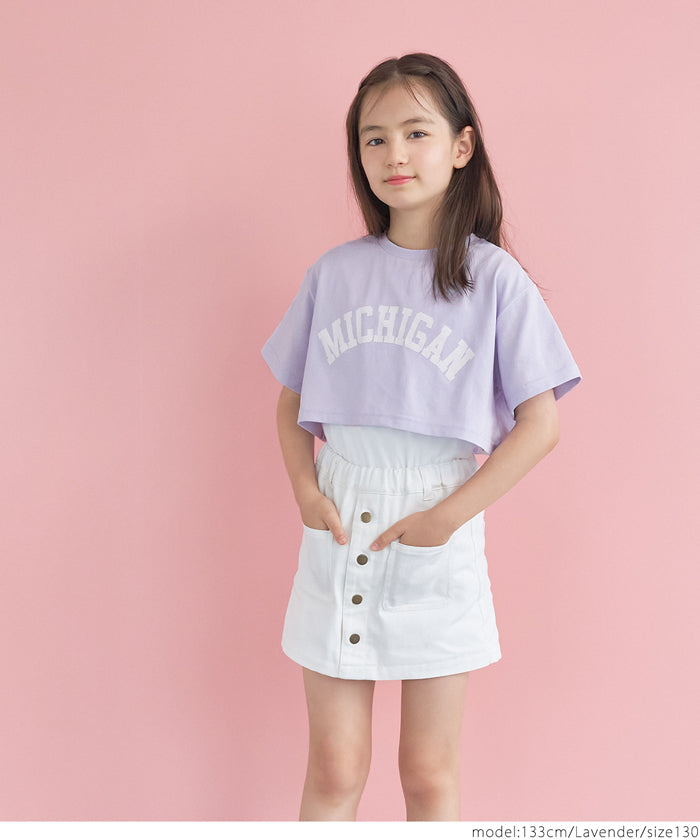 キッズ 120-150 Tシャツ タンクトップ 2枚セット 英字 ロゴ 綿100 クルーネック クロップド丈 半袖 女の子 キッズオリジナル 子供服 メール便可 coca