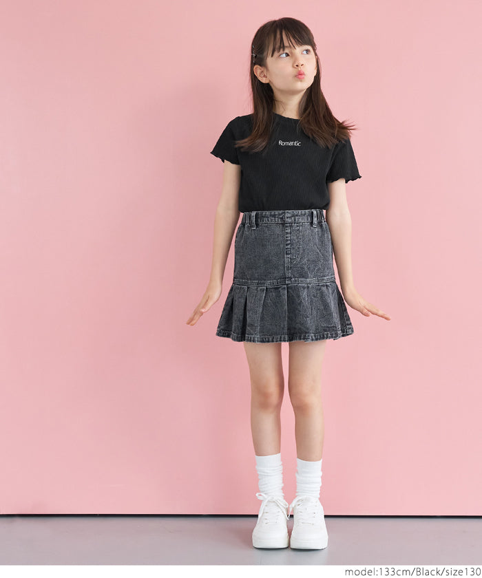 キッズ 120-150 Tシャツ 刺繍 ロゴ フリル プルオーバー リブ 伸縮性 女の子 キッズオリジナル 子供服 メール便可 coca コカ