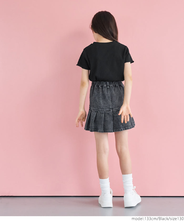 キッズ 120-150 Tシャツ 刺繍 ロゴ フリル プルオーバー リブ 伸縮性 女の子 キッズオリジナル 子供服 メール便可 coca コカ