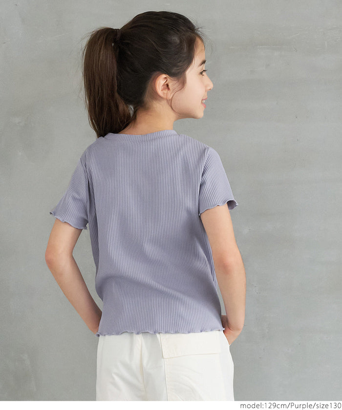 キッズ 120-150 Tシャツ 刺繍 ロゴ フリル プルオーバー リブ 伸縮性 女の子 キッズオリジナル 子供服 メール便可 coca コカ