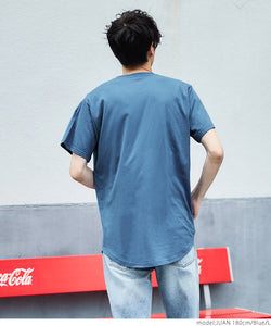 Tシャツ メンズ テールカット イージーケア 半袖 プルオーバー ミディアム丈 伸縮性 薄手 無地 メール便可 24ss coca コカ