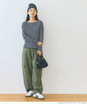 カットソー レディース ボーダー ロングTシャツ ボートネック ミディアム丈 伸縮性 シンプル メール便不可 24aw coca コカ