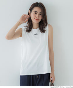 Tシャツ レディース ノースリーブ タンクトップ 刺繍 プルオーバー シンプル 薄手 伸縮性 メール便可 24ss coca コカ