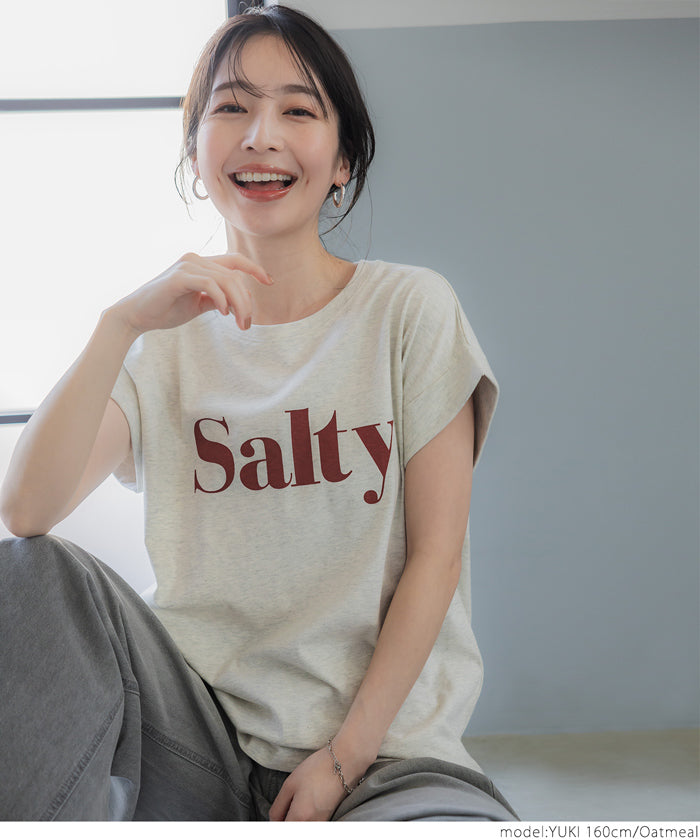 Tシャツ レディース フレンチスリーブ ロゴ プリント 英字 袖ロールアップ コットン生地 クルーネック ミディアム丈 半袖 メール便可 24ss coca コカ