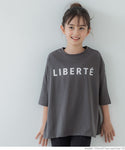 キッズ 120-150 Tシャツ カットソー 英字 ロゴ オーバーサイズ 丸首 7分袖 ミディアム丈 女の子 親子お揃い 子供服 メール便可 mrb coca コカ