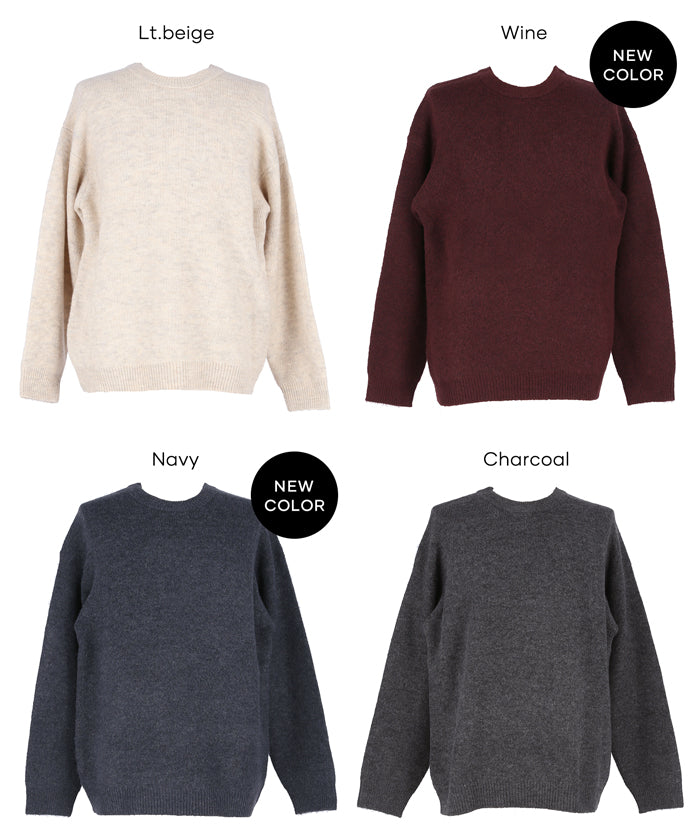 もぐ　Cニット 2点 BlackFridayセール☆ モヘヤ風クルーネックリラックスニットトップス