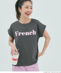 Tシャツ レディース カットソー ロゴTシャツ 半袖 プリント 英字 ロールアップスリーブ プルオーバー ミディアム丈 メール便可 mrb 24aw coca コカ