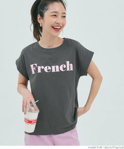 Tシャツ レディース カットソー ロゴTシャツ 半袖 プリント 英字 ロールアップスリーブ プルオーバー ミディアム丈 メール便可 24aw coca コカ