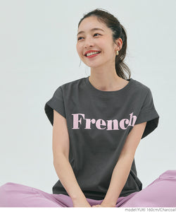 Tシャツ レディース カットソー ロゴTシャツ 半袖 プリント 英字 ロールアップスリーブ プルオーバー ミディアム丈 メール便可 24aw coca コカ