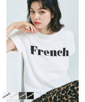 Tシャツ レディース カットソー ロゴTシャツ 半袖 プリント 英字 ロールアップスリーブ プルオーバー ミディアム丈 メール便可 24aw coca コカ